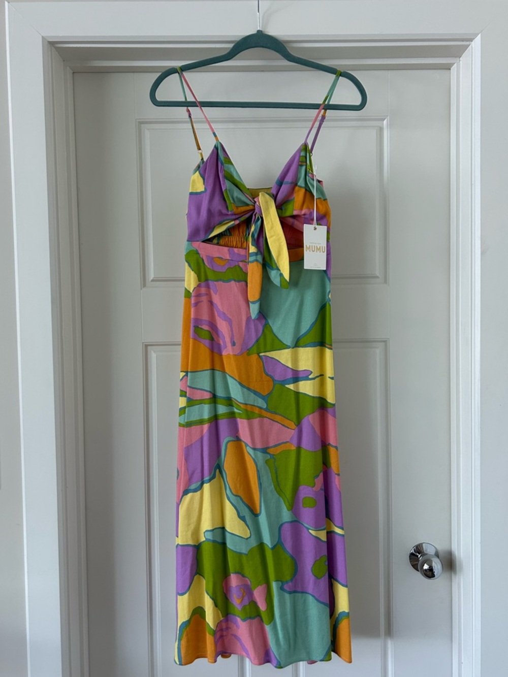 Show Me Your Mumu NWT Moby Midi Tie front dress in Summer Sorbet- XS - Picture 4 of 8